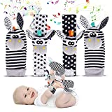 Avos-Deals-Global Baby Rattle Socks Wrist Strap Rattles Set, Cute Baby Animal Development Toy Gift for Newborn Babies, Black and White Foot Finder Sensory Set…