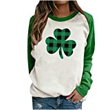 Womens St Patrick Day Shirt Loose Long Sleeve Shamrock Graphic Sweatshirt Casual Lucky Irish Clover Print Pullover Tops