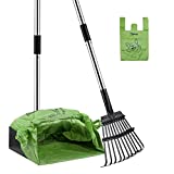 Toozey Dog Pooper Scooper with Bags, Poop Scoop for Large, Medium, Small Dogs with Arch for Bagging, Poop Tray and Rake Set Long Stainless Metal Handle