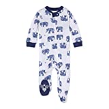 Burt’s Bees Baby baby boys Play Pjs, 100% Organic Cotton One-piece Romper Jumpsuit Zip Front Pajamas and Toddler Sleepers, Wandering Elephants, Newborn US