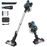 INSE Cordless Vacuum Cleaner, 6-in-1 Rechargeable Stick Vacuum with 2200 m-A-h Battery, Powerful Lightweight Vacuum Cleaner, Up to 45 Mins Runtime, for Home Hard Floor Carpet Pet Hair-N5S Azure