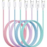 HYXing 4Colorful Lightning Cable, [4-Pack 6/6/6/6ft], iPhone Charger Nylon Braid Cord, Apple MFi Certified for Apple Charger, iPhone 13/12/11/SE/Xs/XS Max/XR/X/8 Plus/7/6 Plus/iPad/iPod