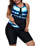 LALAGEN Womens Plus Size Racerback Tankini Set Two Piece Swimsuit with Boyshort Blue Lightning XXXXL