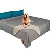 Ameritex Pet Bed Blanket Reversible 100% Waterproof Velvet Super Soft for Sofa and Bed (82×102 Inches, Light Grey+Beige)