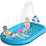 OEVES Inflatable Splash Pad Water Sprinkler Pool for Kids Toddlers Outdoor Play ,3-in-1 Upgraded Outside Water Toys for Baby ,Play Mat for 2 -12 Year Old Girls Boys,43x35in Wading Pool, Dolphin