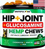 Hemp Hip and Joint Supplement for Dogs – Glucosamine for Dogs – 170 Dog Joint Pain Relief Treats – Chondroitin, MSM, Hemp Oil – Advanced Dog Joint Supplement Health – Mobility Support Chews