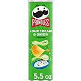 Pringles Potato Crisps Chips, Lunch Snacks, On-The-Go Snacks, Sour Cream and Onion, 5.5oz Can (1 Can)