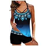 Tummy Control Swimsuits for Women Modest Tankini Swimsuits Boyshorts Tank Tops Swimwear Floral Two Piece Bathing Suit