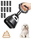 Hooyeatlin Dog Pooper Scooper – Portable Pet Poop Scooper with Built-in Bag Holder for Yard Outside Dog Walking Comes with 150 Refill Garbage Waste Bags (Black)