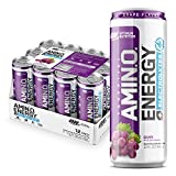 Optimum Nutrition Amino Energy Drink + Electrolytes for Hydration – Sugar Free, Amino Acids, BCAA, Keto Friendly, Sparkling Drink – Grape, Pack of 12 (Packaging May Vary)