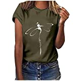 Short Sleeve Shirts for Women Dressy Casual Print Graphic Tees Loose Fit Trendy Blouse Plus Size Cute Summer Tops