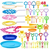 Sloosh 48 PCS Big Bubble Wands Set, Giant Bubble Maker with Tray Bulk for Summer Outdoor Activity, Party Favors, Birthday Party, Suitable for All Age People