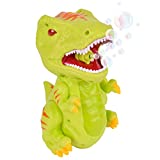 DCLINA Play Day Bump N Go Bubble Blowing Dino with Lights, Sounds and Movement, Includes 4oz Solution