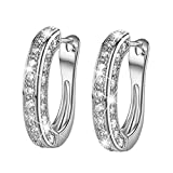 Creative Earring for Women Rhinestone Decoration Ear Stud Rings Hoop Earrings Women Girl Charming Jewelry Gift – Silver