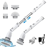 Electric Spin Scrubber, Voweek Power Scrubber with 4 Replaceable Brush Heads and Adjustable Extension Arm, Cordless Household Cleaning Brush for Bathroom Tub Tile Floor