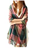 Wander Agio Women’s Fashion Long Shawl Big Grid Winter Warm Large Scarf Red Black Green