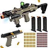 Hadrono Soft Bullet Blaster Toy with Shell Ejection & Pull Back Action, Toy Foam Blaster with Flashlight and Scope, Education Toy Model for Kids Gifts(40 Shell + 80 Soft Bullet +3 Magazines ), Gray