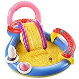 Inflatable Play Center, Hesung 115″ X 70″ X 44″ Full-Sized Kiddie Pool with Slide, Fountain Arch, Ball Roller for Toddler, Kids, Baby, Thick Wear-Resistant Big Above Ground, Garden Backyard Water Park