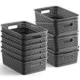 [ 12 Pack ] Plastic Storage Baskets – Small Pantry Organization and Storage Bins – Household Organizers for Laundry Room, Bathrooms, Bedrooms, Kitchens, Cabinets, Countertops, Under Sink or On Shelves