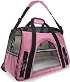 Airline Approved Pet Carrier – Soft-Sided Carriers for Small Medium Cats and Dogs Air-Plane Travel On-Board Under Seat Carrying Bag with Fleece Bolster Bed For Kitten Cat Puppy Dog Taxi