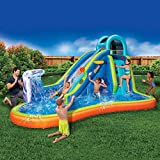 Inflatable Giant Water Slide – Huge Kids Pool (14 Feet Long by 8 Feet High) with Built in Sprinkler Wave and Basketball Hoop – Heavy Duty Outdoor Surf N Splash Adventure Park – Blower Included