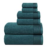 BELIZZI HOME 100% Cotton Ultra Soft 6 Pack Towel Set, Contains 2 Bath Towels 28×55 inchs, 2 Hand Towels 16×24 inchs & 2 Washcloths 12×12 inchs, Compact Lightweight & Highly Absorbant – Teal