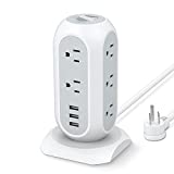 Tower Power Strip with 11 Outlets 3 USB Chargers, TESSAN Surge Protector Tower 1875W/15A, 6 Feet Extension Cord with Multiple Outlets, Flat Plug, Office Supplies, Desk Accessories, Dorm Essentials