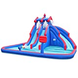 SUNNY & FUN Mega Sport Inflatable Water Triple Slide Park – Heavy-Duty for Outdoor Fun – Climbing Wall, 3 Slides & Splash Pool – Easy to Set Up & Inflate with Included Air Pump & Carrying Case
