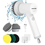 Electric Spin Scrubber Rechargeable,Upgraded Electric Cleaning Brush with 3 Brush Heads,Shower Scrubber for Cleaning,Household Cleaning Brush for Bathtub, Cars, Tile Floor, Kitchen, Window, Wall WH