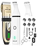 oneisall Dog Clippers and Dog Paw Trimmer Kit 2 in 1 Low Noise Cordless Dog Clippers for Grooming Pet Hair Trimmers for Small and Large Dogs Cats Animals