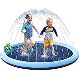 VISTOP Non-Slip Splash Pad for Kids and Dog, Thicken Sprinkler Pool Summer Outdoor Water Toys – Fun Backyard Fountain Play Mat for Baby Girls Boys Children or Pet Dog (59 inch, Blue&Blue)