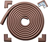 Edge Corner Protector Baby Proofing (Large 15ft Edge 4 Corners) – RovingCove Hefty-Fit Heavy-Duty, Soft NBR Rubber Foam, Furniture Fireplace Safety Corner Edge Bumper Guard, 3M Adhesive, Coffee Brown