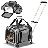 Ruff Life 101 Airline Approved Expandable Premium Pet Carrier on Wheels- Two Sided Expandable Rolling Carrier- Designed for Dogs & Cats- Extra Spacious Soft Lined Carrier! (Grey)