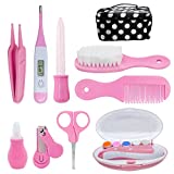 Baby Grooming Kit Baby Essentials – Hairbrush, Nail Clipper, Body Thermometer,Nasal Aspirator, Med feed, Comb, Nail Trimmer Baby Care Products Pink