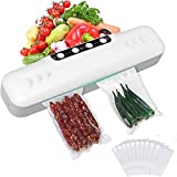 OURECO Vacuum Sealer Machine, 60kpa Dry/Moist Food Sealer, Four Fresh Modes to Deal With Various Food Preservation Problems, Compact Design with 20 Packs Storage Bags, White