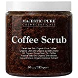 MAJESTIC PURE Arabica Coffee Scrub – All Natural Body Scrub for Skin Care, Stretch Marks, Acne & Cellulite, Reduce the Look of Spider Veins, Eczema, Age Spots & Varicose Veins – 10 Ounces