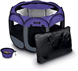 Ruff ‘N Ruffus Portable Foldable Pet Playpen + Free Carrying Case + Free Travel Bowl | Available in 3 Sizes (Medium (29″x29″x17″))