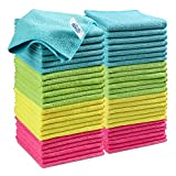 HOMEXCEL Microfiber Cleaning Cloth,50Pack Cleaning Rag,Cleaning Towels with 4 Color Assorted,11.5″X11.5″(Green/Blue/Yellow/Pink)