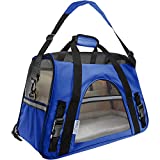 Airline Approved Pet Carrier – Soft-Sided Carriers for Small Medium Cats and Dogs Air-Plane Travel On-Board Under Seat Carrying Bag with Fleece Bolster Bed For Kitten Cat Puppy Dog Taxi