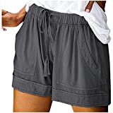 Wiyuqeen Womens Drawstring Elastic Waist Shorts Summer 2023 Casual Lightweight Solid Color Plus Size Shorts with Pockets Pants