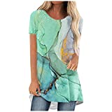 ABABC Women’s Tops for Leggings,Dressy Solid Color Short Sleeve Summer Shirts Plus Size Round Neck T Shirts Loose Comfy Tees