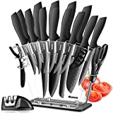 MIDONE Knife Set, 17 Pieces German Stainless Steel Kitchen Knife Set, Include Kitchen Accessories, Black