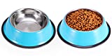 Podinor Stainless Steel Dog Bowls, Food and Water Non Slip Anti Skid Stackable Pet Puppy Dishes for Small, Medium and Large Dogs (2 Pack)