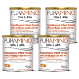 PurAmino Hypoallergenic Infant Drink, for Severe Food Allergies, Omega-3 DHA, Iron, Immune Support, Powder Can, 14.1 Oz (Pack of 4)