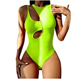 JIEMUXIU One Piece Swimsuit Women Womens One Piece Bathing Suits Color Block Print Criss Cross Back Swimsuits Athletic Modest Swimwear Cute Bathing Suits for Teen Girls Beachwear Swimming Suits