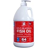 Fish Oil for Dogs, Salmon, Pollock, Omega 3 EPA DHA Liquid Food Supplement for Pets, All Natural, Supports Healthy Skin Coat & Joints, Natural Allergy & Inflammation Defense, 64 oz