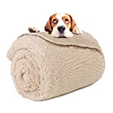 Pawque Dog Blanket 60”x80”, Dog Bed Cover for Large/Medium Dogs Cats, Fleece Sherpa Reversible Soft Fluffy Premium Dog Throw for Furniture Bed Couch Sofa from Spills, Stains, Scratching or Fur, Khaki