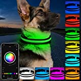 Mutovlin Light Up Dog Collar,Bluetooth APP Multiple RGB Colors Led Dog Collar,USB Rechargeable Waterproof Dog Collar Light for Night Safety