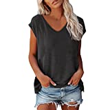 Women Cap Sleeve Summer Casual,Cute Shirts for Women Under 10 Dollars,Deals of The Day Lightning Deals Today,Sales Today Clearance Items Under 10, for Women,1 Dollar Items only Aa-Black