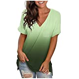 ABABC Womens Summer Tops Dressy Casual Tie Dye Print Vintage T Shirts Plus Size Ladies V Neck Short Sleeve Tee Fashion Tunics